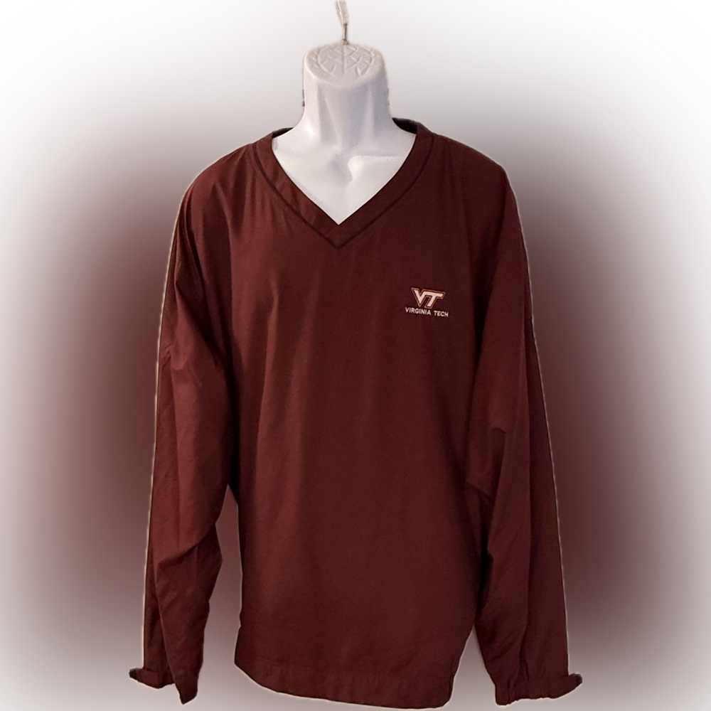 Men's Maroon V-Neck Windbreaker - Virginia Tech - VT logo - XXL